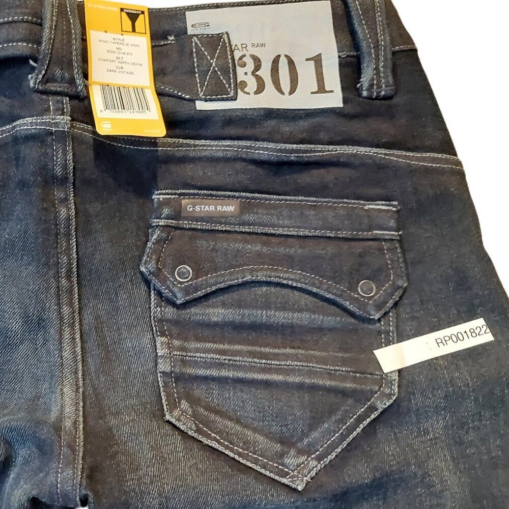 Retro Vintage G-Star Raw 3301 Minic Tapered Aspen Denim Jeans Pants Sz 25 NWT - Picture 11 of 12
